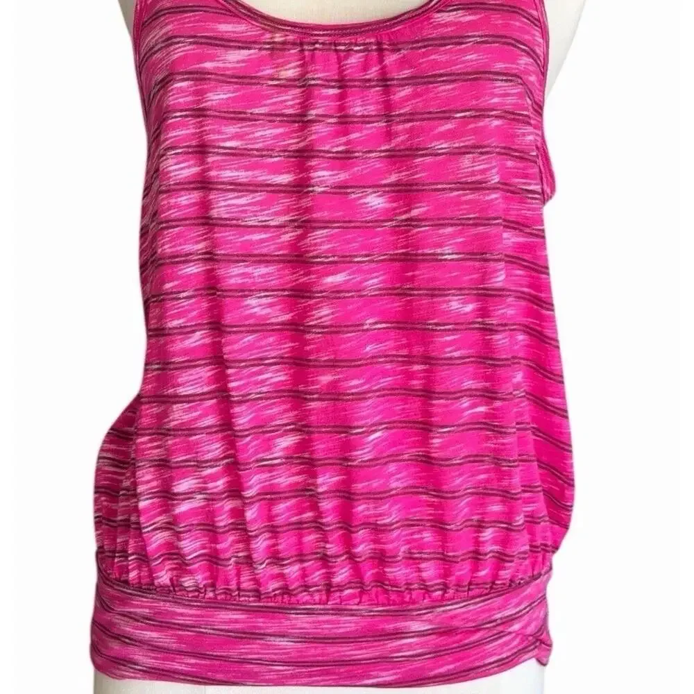Vintage Free People Pink Stripe Lace Racerback Tank Size Small Feminine Boho